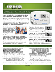 LL6710 Defender Low Level Carbon Monoxide Monitor FAQS
